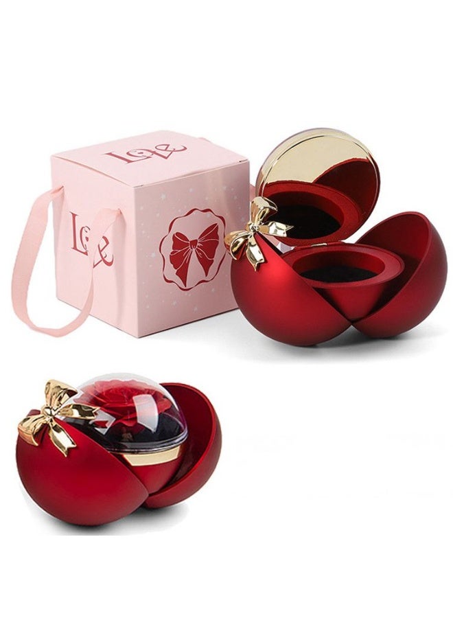 المنزل الذكي هوم سمارت وردة صناعية فاخرة مع قلادة في علبة مجوهرات كروية الشكل - هدية رومانسية مع علبة هدايا فاخرة للزوجة، والصديقة، والأم، والأخت في عيد الحب، وأعياد الميلاد، والذكرى السنوية، والمناسبات الخاصة. - Image 1